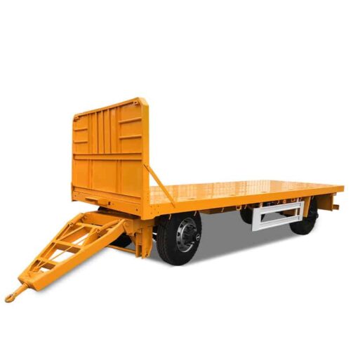 a double flatbed trailer with front board