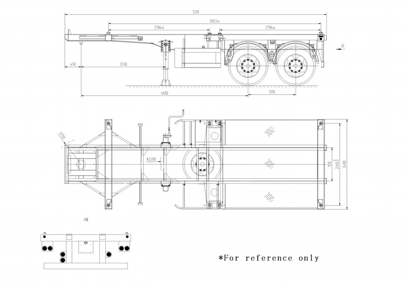 skeleton container trailer drawing