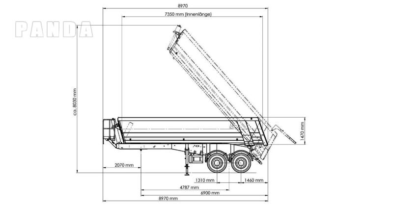 3 axle 50 ton dump semi trailer drawing