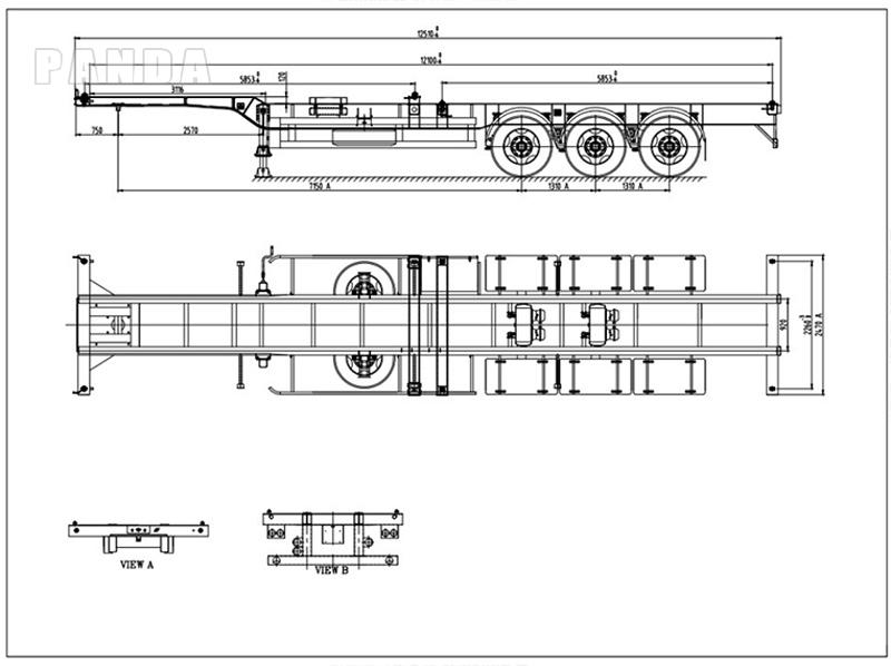 40ft gooseneck skeletal trailer drawing